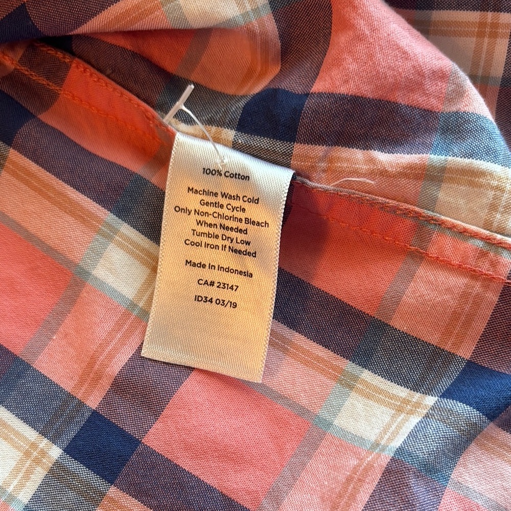Talbots Plaid Button Down Shirt Plus 3X Pink Blue Cotton - Picture 6 of 8